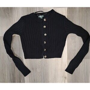 Wild Fable Knitted Cropped Cardigan Sweater Size XS Black